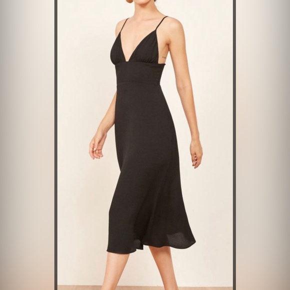 Reformation Dresses & Skirts - Reformation Black Dress Tie Straps Elastic back Size 0